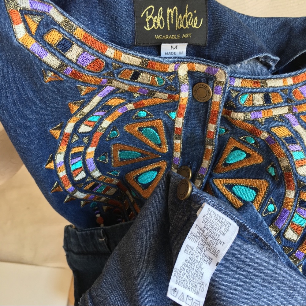 Bob Mackie Vintage Embroidered Denim Shirt Jacket - Picture 7 of 8